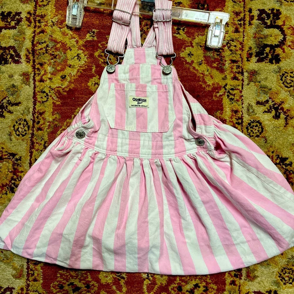 Vintage oak kosh pink stripe overall dress